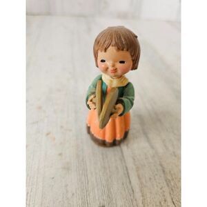 Anri girl cymbal band‎ wooden drums vintage Victorian pink figurine